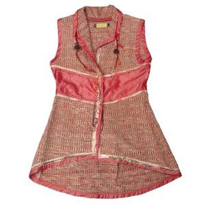 Giselle Shepatin Silk Vest Boho Handwoven Chic Minimalist Southwestern Top Sz XS